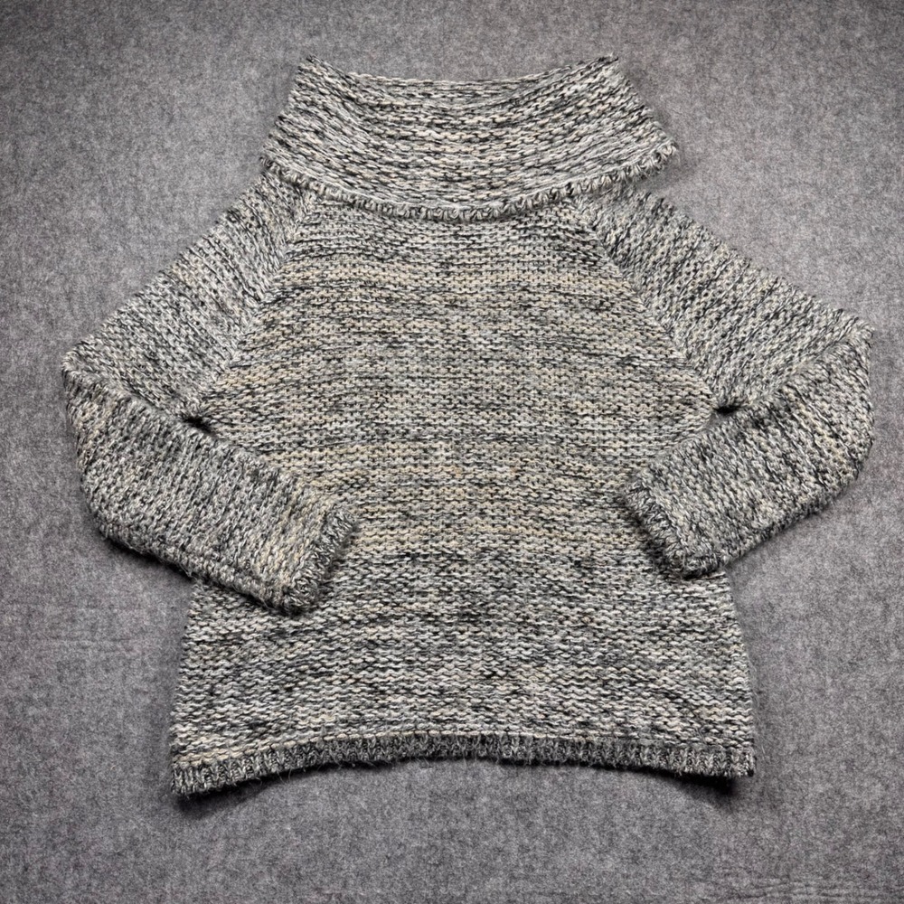 Kasumi Womens Cowl Neck Chunky Knit‎ Sweater Gray Gold Metallic Marled Medium